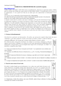 Exercice II.Thermomètre de Galilée (5 points)