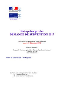 Dossier de demande de subvention 2017 pour les entreprises