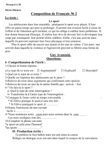 Niveau:4 A M Duree:2heures Composition de Français № 2 Le texte