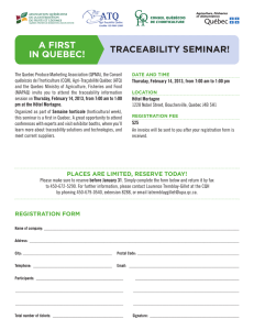 traceability seminar! a first in quebec!