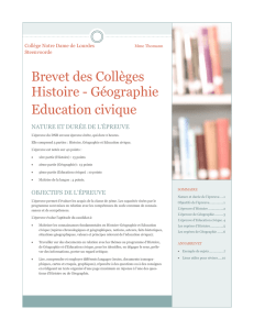 Brevet des Collèges Histoire - Géographie Education civique