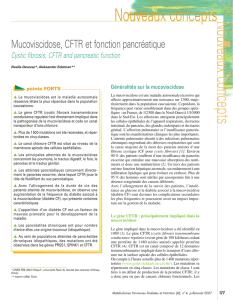 Mucoviscidose, CFTR et fonction pancréatique – Cystic fibrosis