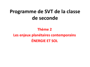 Programme de SVT de la classe de seconde