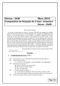 Mars :2015 Niveau : 3AM Composition de français du 2 ème