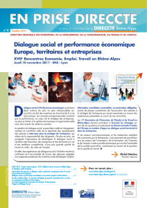 Dialogue social et performance économique Europe, territoires et