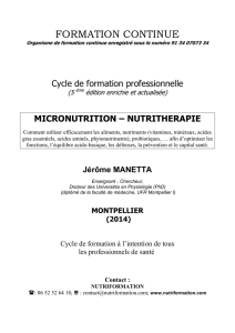 Formation Micronutrition et Nutrithérapie
