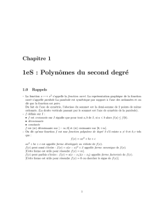 1eS : Polynômes du second degré