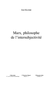 Marx, philosophe de l`intersubjectivité