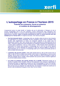 L`autopartage en France à l`horizon 2015