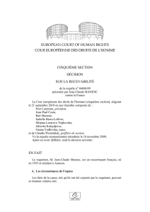 Cour eur. dr. h., décision Manenc c. France, 21 septembre 2010