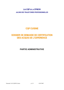 cqp cuisine dossier de demande de certification des acquis de l