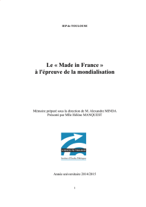 Le « Made in France » à l`épreuve de la mondialisation