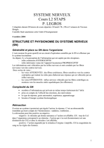 SYSTEME NERVEUX Cours L2 STAPS P. LEGROS
