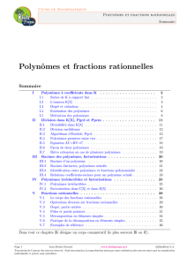 Polynômes et fractions rationnelles