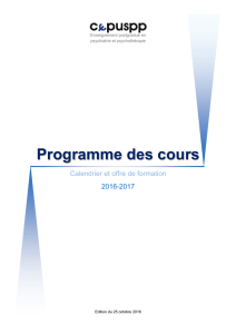 Programme des cours 2016-2017