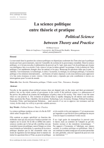 La science politique entre théorie et pratique Political Science