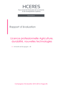 Evaluation de la licence professionnelle Agriculture