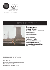 Andromaque, mise en scène F. Poinceau (2016) | Dossier de Presse