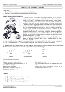tp01 : extraction de l`eugenol i. proprietes de l`eugenol