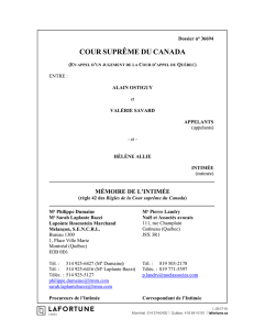 Mémoire de l`intimée - Supreme Court of Canada