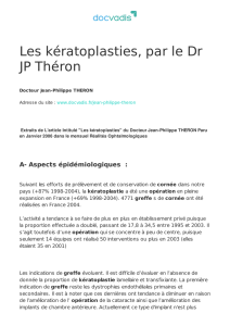 Les kératoplasties, par le Dr JP Théron