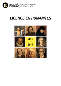Livret du département Philosophie - Humanités - UFR SHS-Metz