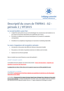 Descriptif du cours de THFR41 : Ii2 ‐ période 2 / HT2015