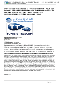 l`int inflige une amende à « tunisie télécom » pour non respect des