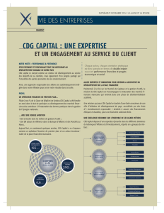 CDg CapITaL : unE ExpERTISE
