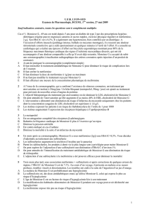 1 U.F.R. LYON-SUD Examen de Pharmacologie, DCEM1, 1ère