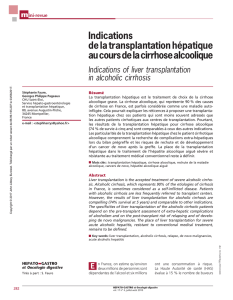 Indications de la transplantation hépatique