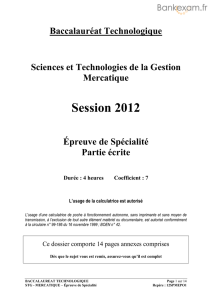 Sujet du bac STG - Mercatique (Marketing) 2012