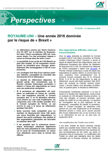 ROYAUME-UNI – Une année 2016 dominée par le risque de « Brexit