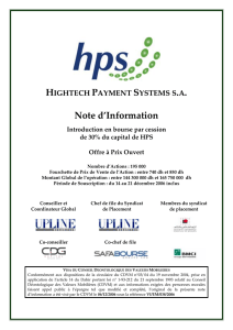 HIGHTECH PAYMENT SYSTEMS SA: Introduction en bourse