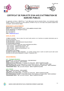 certificat de publicite d`un avis d`attribution de marches publics