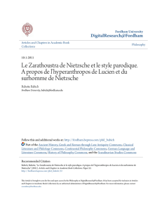 Le Zarathoustra de Nietzsche et le style parodique. A