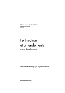Fertilisation et amendements - Agriculture et développement en