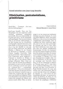 Ethnicisation, postcolonialisme, primitivisme