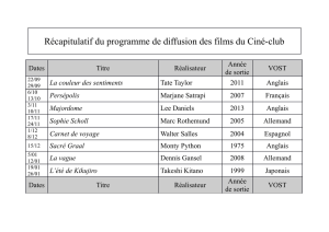 Récapitulatif du programme de diffusion des films du Ciné-club