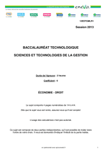 Sujet BAC 2013 - Economie - Droit - STG - Izi-Bac