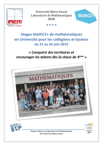 Stages MathC2+ de mathématiques en Université pour les