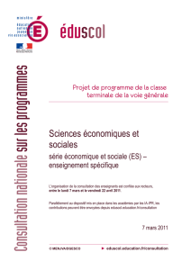 Projet de programme de sciences économiques et sociales