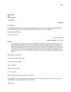 Cour d`appel Paris Pôle 6, chambre 5 9 Avril 2015 Infirmation N° 14