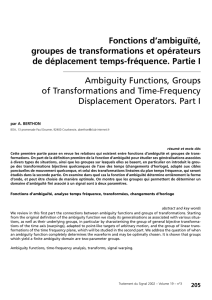 Fonctions d`ambiguïté, groupes de transformations et opérateurs de