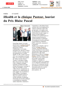 iHealth et la clinique Pasteur, lauréat du Prix Blaise Pascal