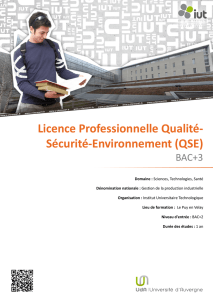 Licence Professionnelle Qualité- Sécurité