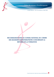 Recommandations du conseil national de l`ordre des masseurs