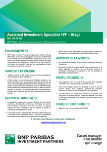 Assistant Investment Specialist H/F – Stage