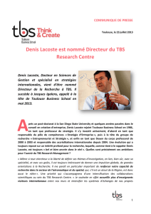 Denis Lacoste est nommé Directeur du TBS Research Centre
