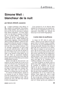 Lettres Simone Weil : blancheur de la nuit